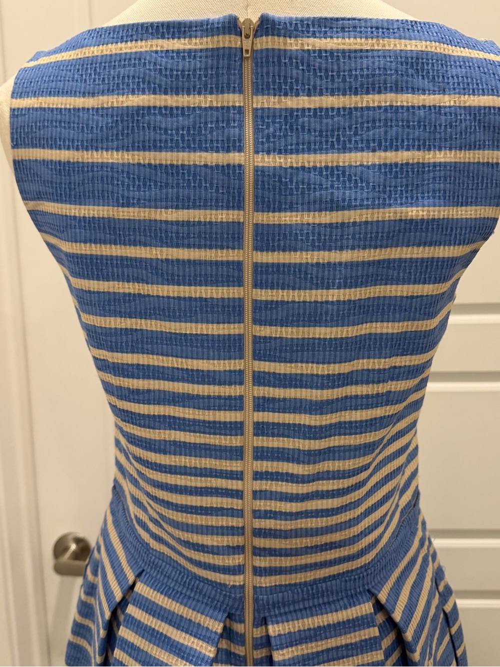 Taylor Blue and White Striped Sleeveless Midi Dress - Picture 5 of 7